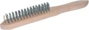 Drótkefe fa nyéllel, acél, 6 soros, sima