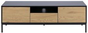 Fekete-natúr színű TV-állvány tölgyfa dekorral 140x45 cm Seaford – Actona