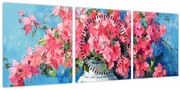 Kép - Váza rózsaszín virágokkal (órával) (90x30 cm)