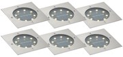 6 darabos szögletes alumínium LED-es földbe süllyeszthető lámpaszett IP65 szolár - Terry