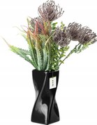 Kerámia váza csavart fekete fényes üveg 19cm
