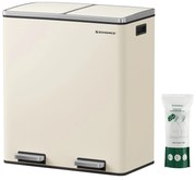 SONGMICS  dupla szemetes, 2x30l, krémszínű