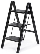 4Home Steel öszecsukható acél lépcsőfokok, 3 fok, fekete