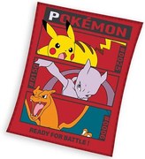 Carbotex Gyermek takaró Pokémon Pikachu MewToo és Charizard, 110 x 140 cm