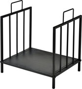 Outsunny Kandallófa Rakodó 44,5x33x46,5 cm Hagyományos Beltéri és Kültéri Tűzifa Tartó Fa Tároló Tűzifa Állvány Fogantyúkkal Emelt Dizájn Fekete | Aos