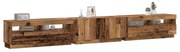 antik fa színű szerelt fa TV-szekrény LED-ekkel 300x35x40 cm
