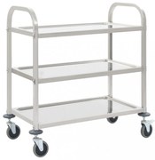 3 szintes rozsdamentes acél zsúrkocsi 95 x 45 x 83,5 cm