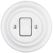 Bohemia-Design - Porcelán retro egygombos kapcsoló, 7-es kerettel, fehér