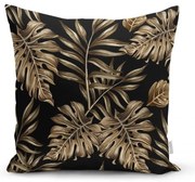 Golden Leafes With Black BG párnahuzat, 45 x 45 cm - Minimalist Cushion Covers