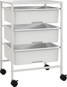 HOMCOM Kerekes Használati Kocsi 3-Szintes Konyhai Kocsi 3 Kosárral Tároláshoz és Acélváz Főzőszobába Fürdőszobába 40.8x33.5x60.5 cm Fehér | Aosom