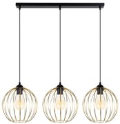 Csillár zsinóron MATT 3xE27/60W/230V fekete/arany