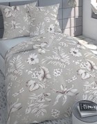 Pamut szatén ágynemű 140x200 70x90 450 virág levelek bézs