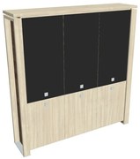 Verno+ magas szekrény 200 x 46 x 210 cm, kombinált ajtó, akác / fekete