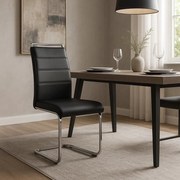 Szánkótalpas Étkezőszék Fekete Eco-bőr Kárpittal. LOCA 2