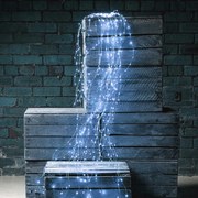 300 micro LED-es, hideg fehér, hálózati adapteres, vízesés fényfüggöny, 3 m