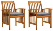2 db kerti tömör akácfa étkezőszék párnákkal