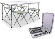 Aldotrade Camping összecsukható szett, asztal + 4 fotel, 120 x 60 x 70 cm