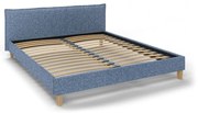 Kék kárpitozott franciaágy ágyráccsal 180x200 cm Tina – Ropez