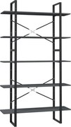 vidaXL ötszintes szürke fenyőfa könyvszekrény 100 x 30 x 175 cm