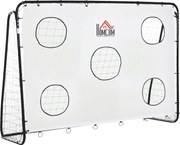 HOMCOM Foci Kapu Gyerekeknek és Felnőtteknek PE Hálóval, Fém és Oxford, Fehér és Fekete, 240x88x171,5cm | Aosom