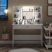 Luma fésülködő asztal polcokkal és fiókkal Fehér