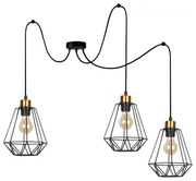 Csillár zsinóron PRIMO 3xE27/60W/230V pók fekete/arany