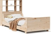 vidaXL tömör fa könyvespolcos ágy matrac nélkül 90 x 200 cm