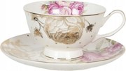 Porcelán csésze és csészealj Kerti rózsák 13x10x6 cm