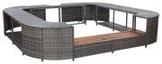 Szürke négyszög alakú polyrattan pezsgőfürdőkeret 268x268x55 cm