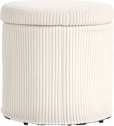 HOMCOM Kerek Tároló Puff Puff Kárpitozott Bársonyos Üléssel Levehető Fedéllel Előszobába, Hálószobába, Nappaliba Ø40x41 cm Beige | Aosom