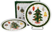 Karácsonyi fenyőfás porcelán kis tányér szett 2 db-os dobozban Around Christmas Tree