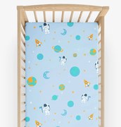 Goldea gyermek körgumis pamut lepedő kiságyba - űrhajósok az űrben 60 x 120 cm
