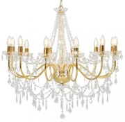 aranyszínű csillár gyöngyökkel és 12 db E14 izzófoglalattal