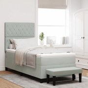 vidaXL Boxrugós ágy matracmal Világosszürke 100 x 200 cm Bársony