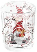 Karácsonyi üveg mécsestartó 5,5x6 cm Dwarf hug