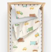Goldea gyermek pamut ágyneműhuzat kiságyba - az autók világa 100 x 135 és 40 x 60 cm