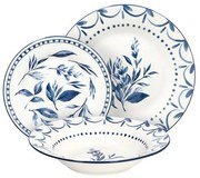 Kék fehér virágos 18 részes porcelán étkészlet Tognana LOIRA
