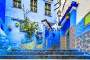 Fotográfia Chefchaouen, Morocco. Blue staircase and wall, emicristea