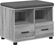 vidaXL Előtér pad Szürke Sonoma 60 x 38 x 46 cm Műanyag Fa és Szövet