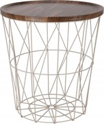 Oldalsó asztal fém talppal 37xh39 cm Kerek Scandi Dohányzóasztal nappaliba