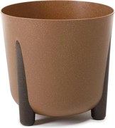 Virágtartó kaspó műanyag, natúr fa árnyalatú virágtartó 26xh25 cm