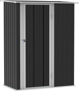 Outsunny Kerti Tároló Sátor Ajtóval - Kültéri Acél Sötétszürke 142 x 84 x 189 cm | Aosom