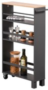 Kesper 24856 Szögletes polc görgőkön, fekete, 50 x15 x 79 cm
