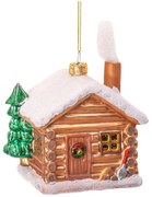 Üveg kézzel készített karácsonyfadísz 10 cm Christmas Cabin – Sass &amp; Belle