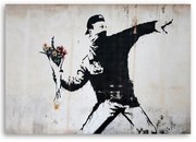 Gario Vászonkép Banksy huligán egy csokor virágot dobálva Méret: 60 x 40 cm