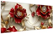 Kép - 3D piros-arany virágok (120x50 cm)