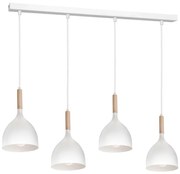 Csillár zsinóron NOAK WOOD 4xE27/15W/230V fehér/bükkfa