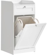 Fürdőszobai szekrény szennyeskosárral, fiókos fürdőszobai szekrény, felhőfehér
