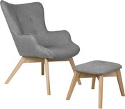 Szürke fotel lábtartóval Niko – Ropez