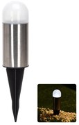 LED napelemes hangulatvilágítás, rozsdamentes acél, kerek oszlop, 6500K